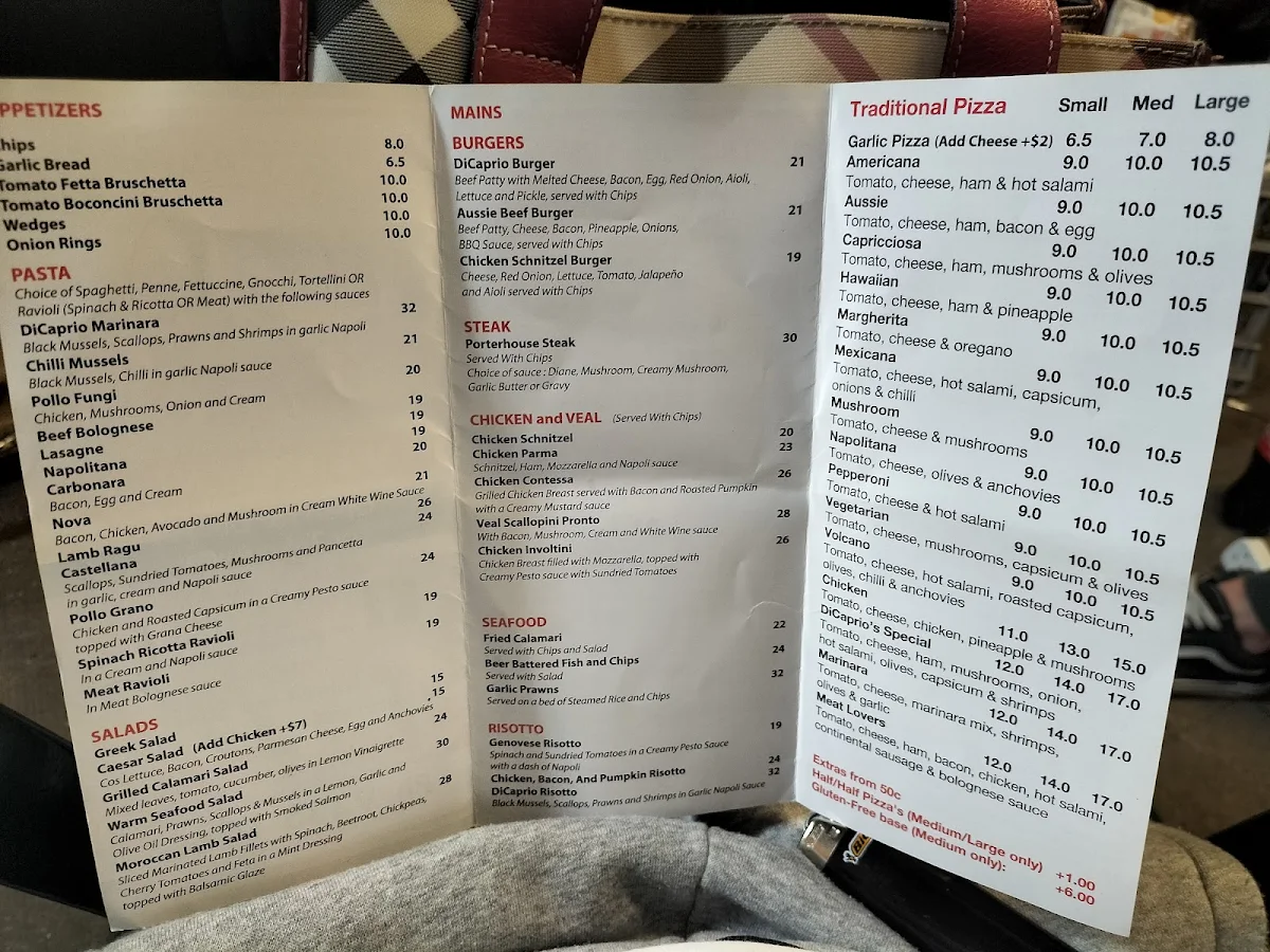 Menu, DiCaprio Family Restaurant
