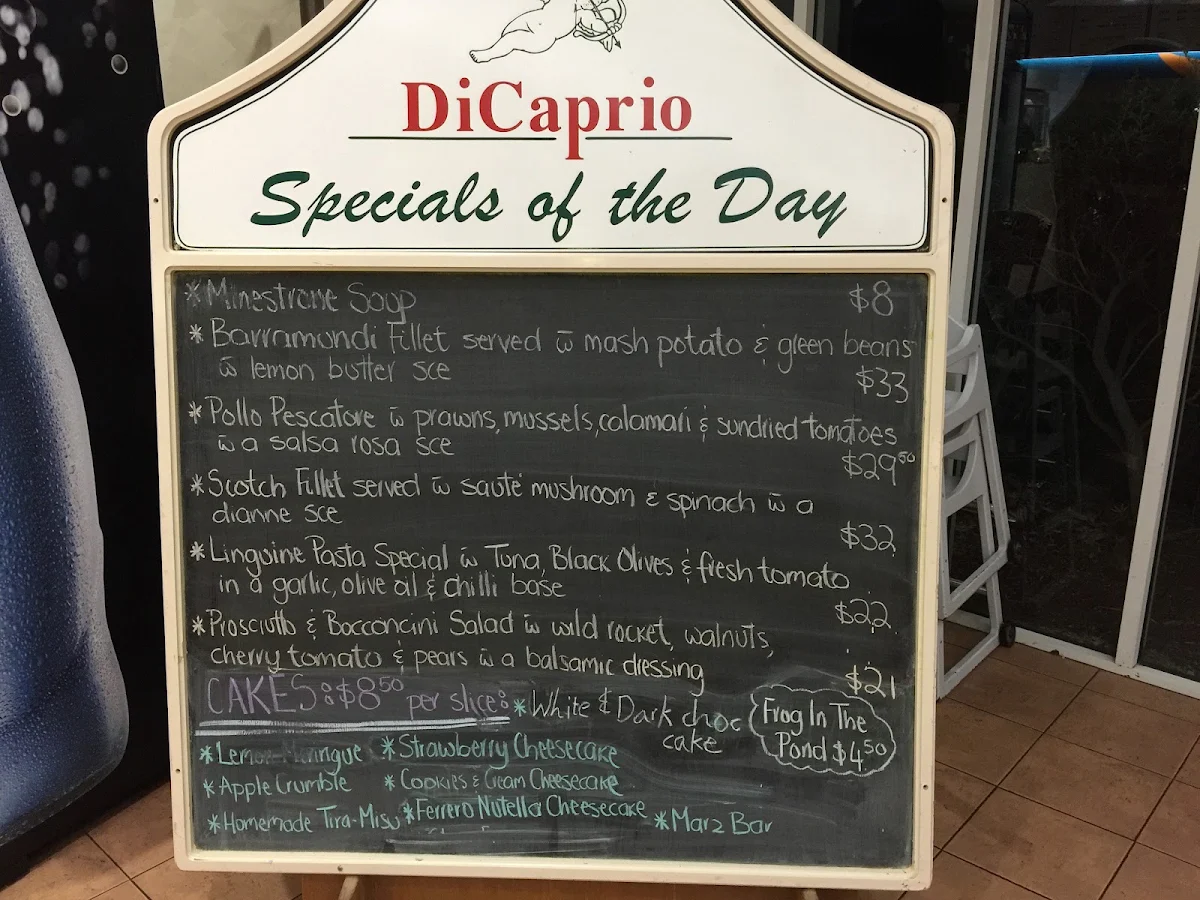 Menu, DiCaprio Family Restaurant