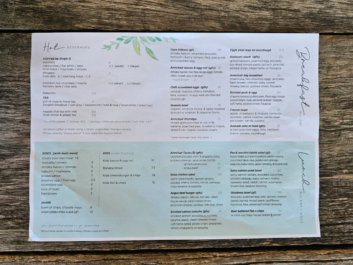 Menu, Armchair Collective
