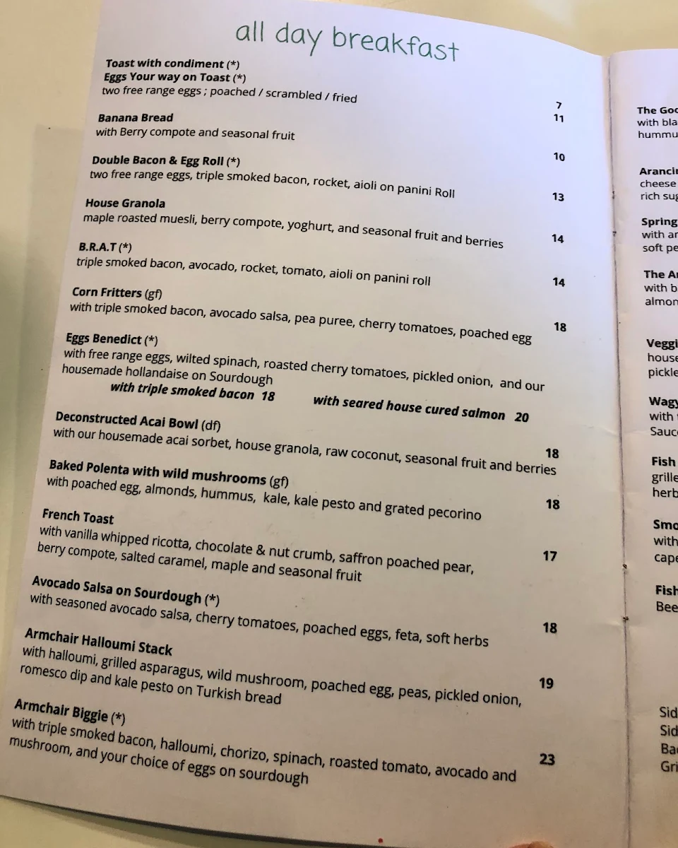 Menu, Armchair Collective