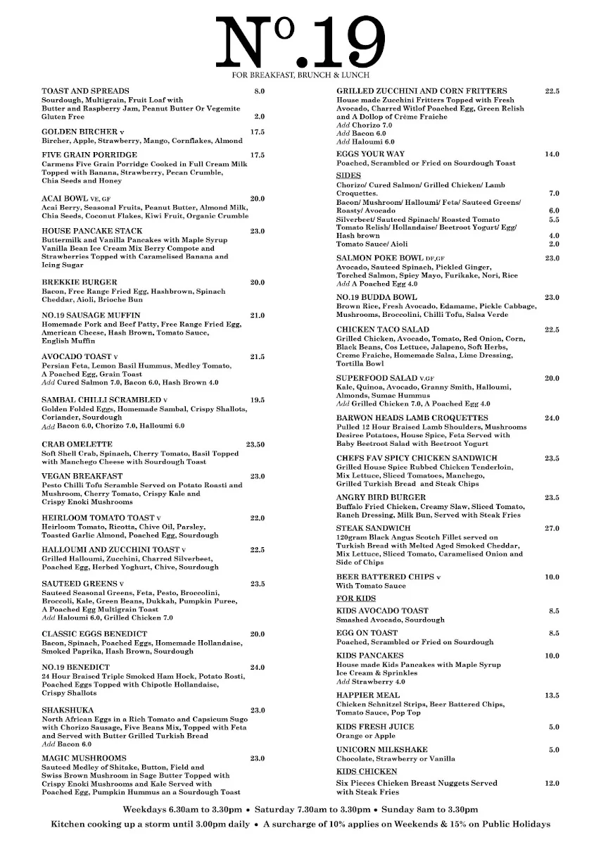 Menu, No. 19