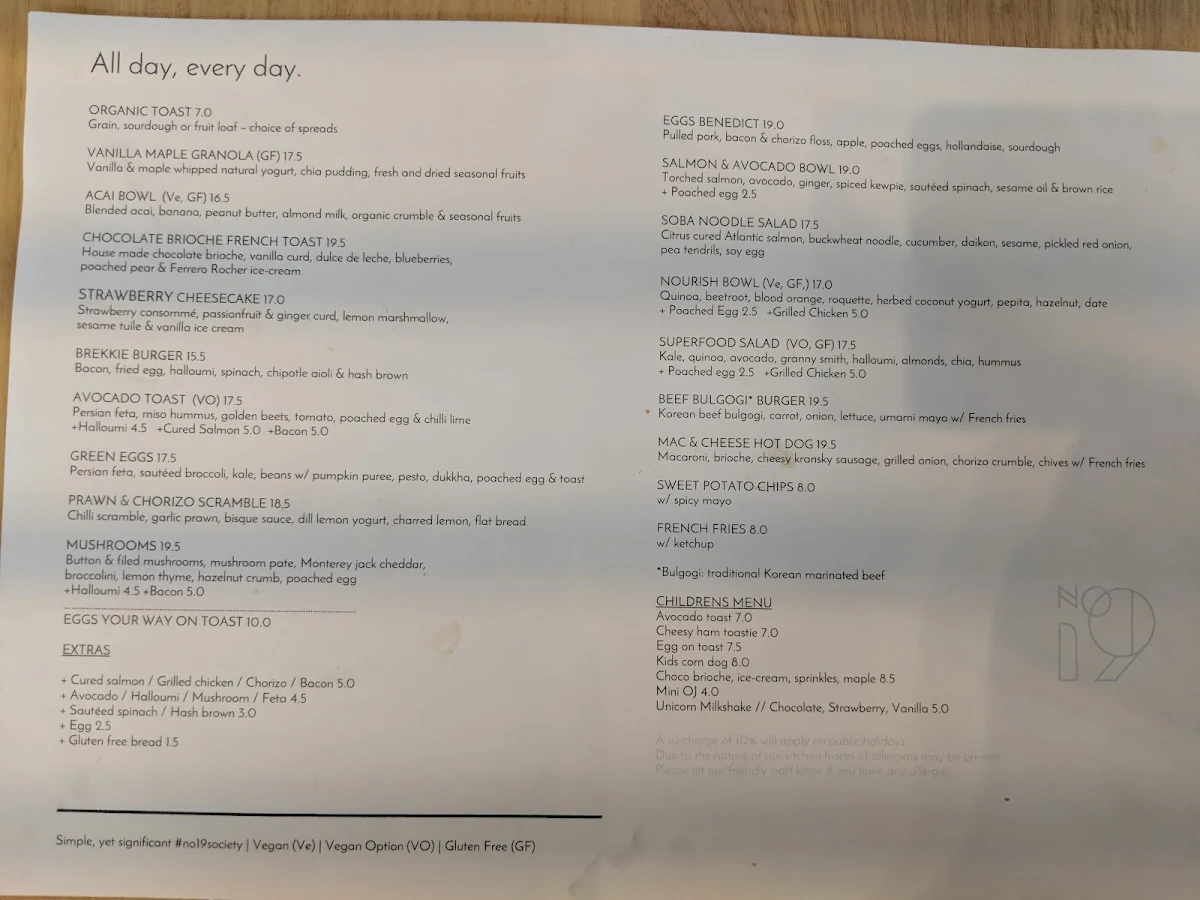 Menu, No. 19