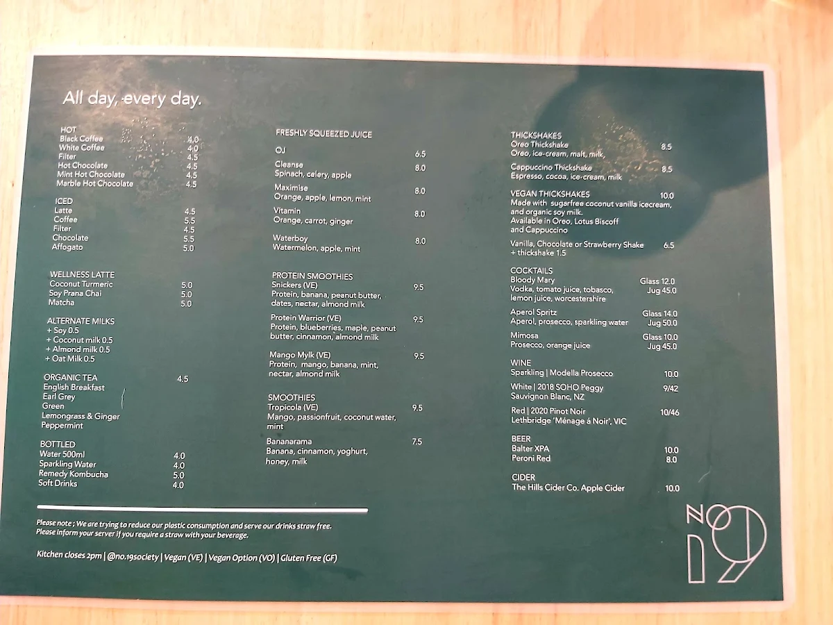 Menu, No. 19