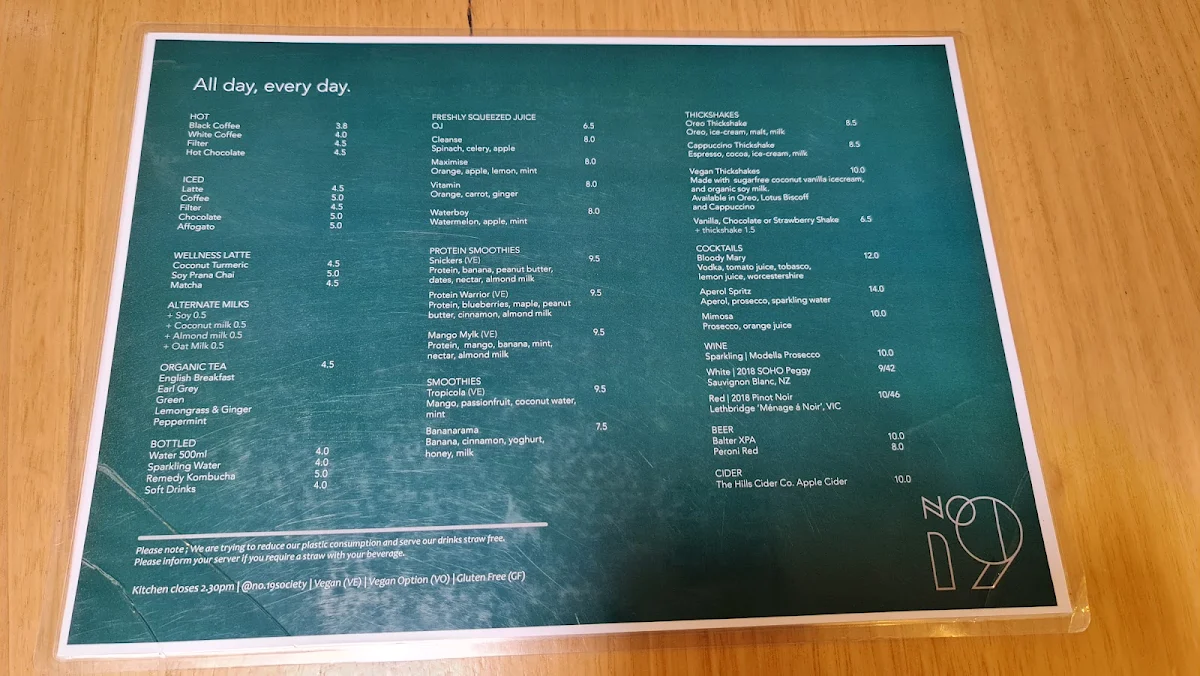 Menu, No. 19