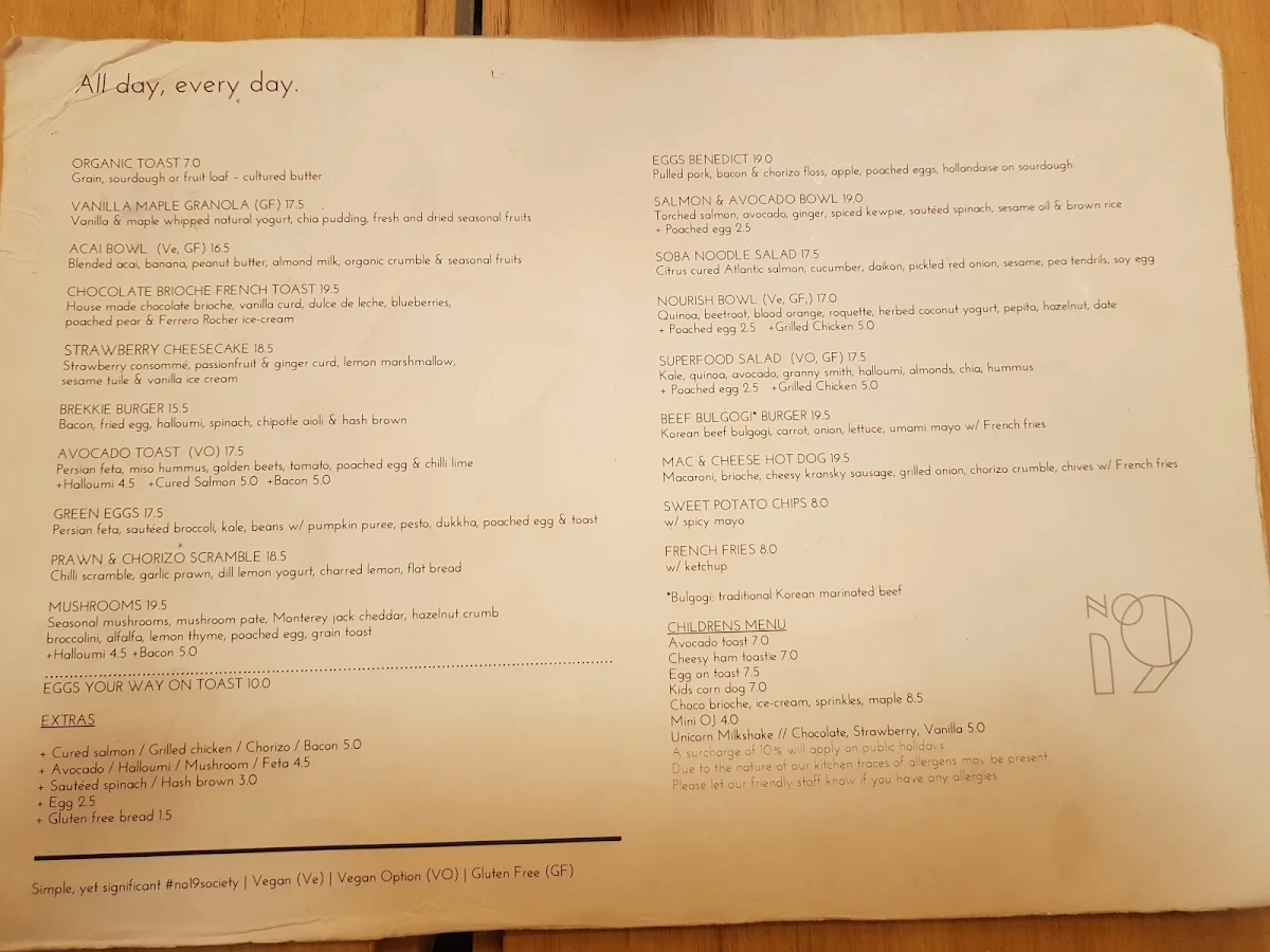 Menu, No. 19