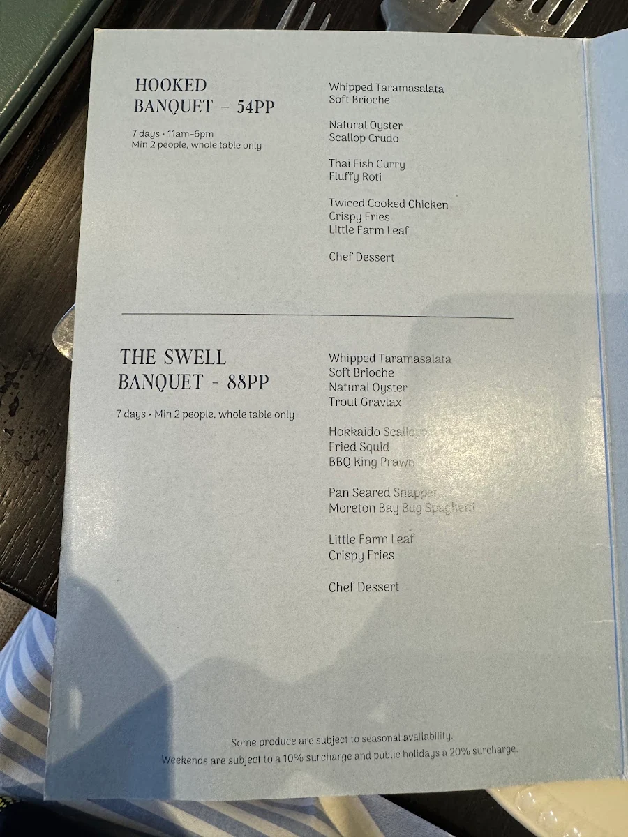 Menu, Fosh Bar & Restaurant