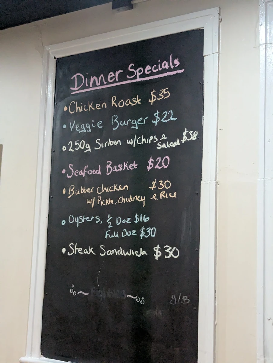 Menu, The Commercial Hotel Merredin