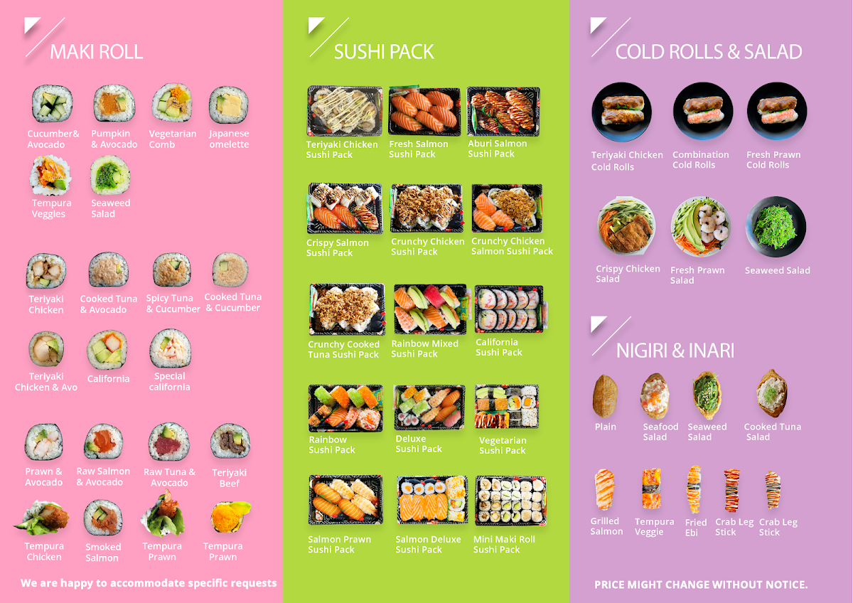 Menu, LEVEL 2 Sakura Sushi Westfield Tea Tree Plaza - Target