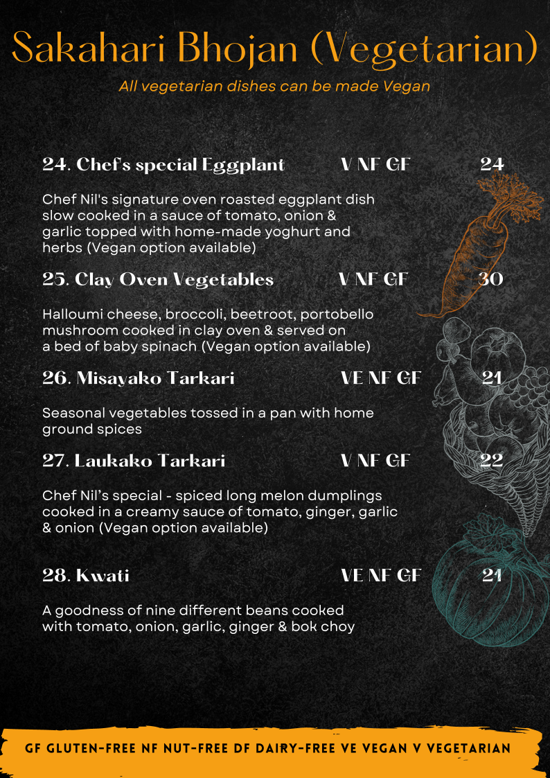 Menu, Taste of Nepal