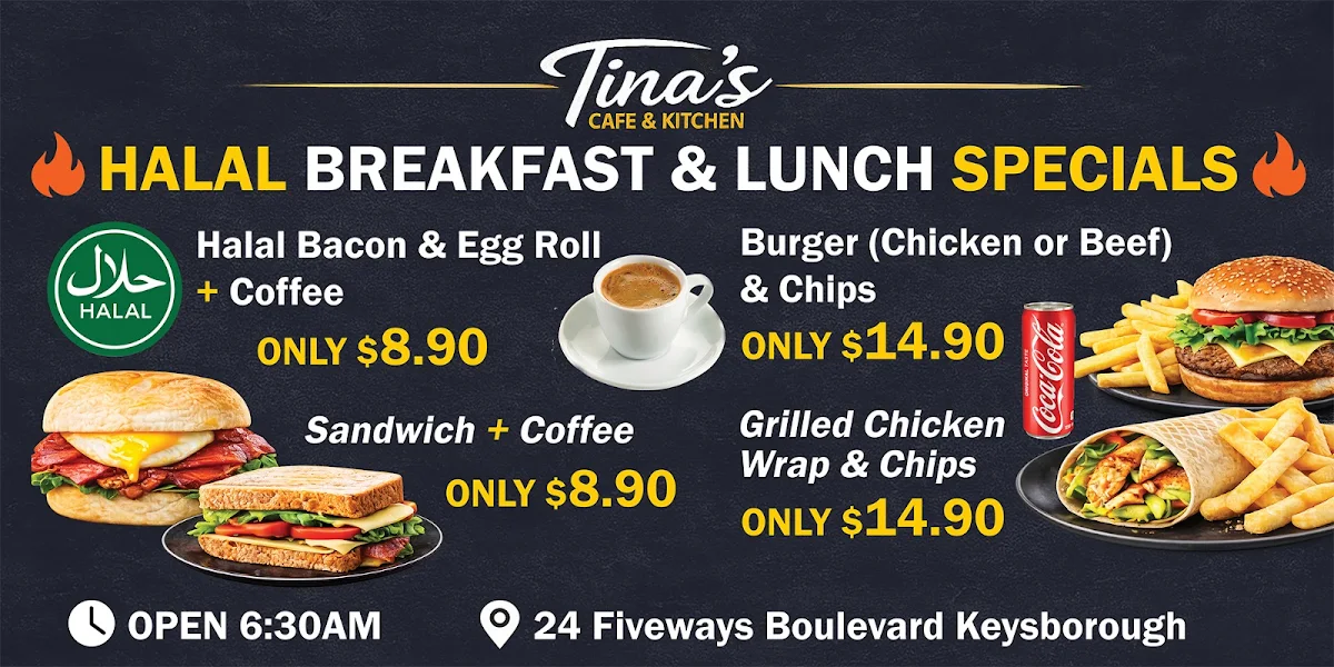 Menu, Tina's cafe & kitchen