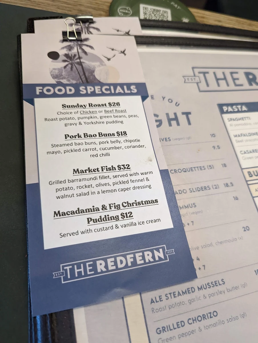 Menu, The Redfern