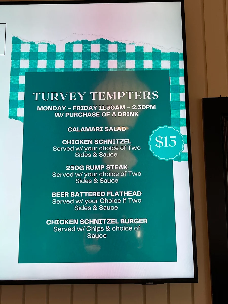 Menu, Turvey Park Hotel