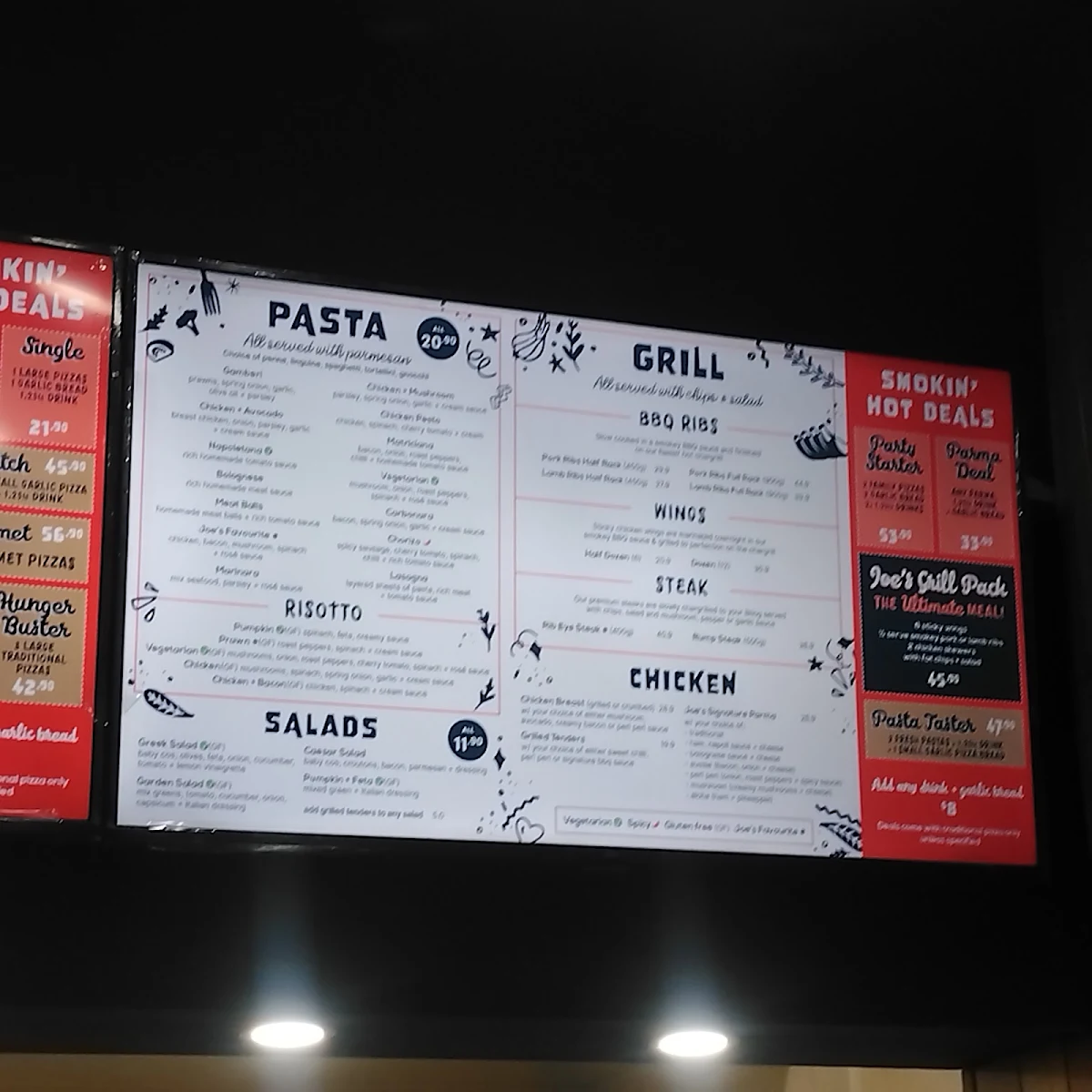 Menu, Smokin' Joe's Pizza & Grill - Werribee