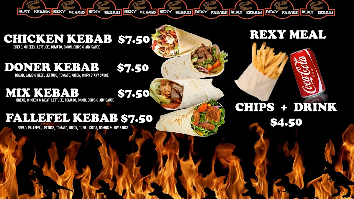Menu, Rexy Kebab (Brunswick)