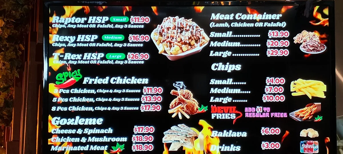 Menu, Rexy Kebab (Brunswick)