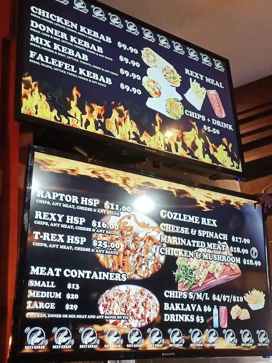 Menu, Rexy Kebab (Brunswick)