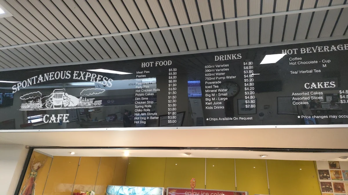 Menu, Spontaneous Express Cafe