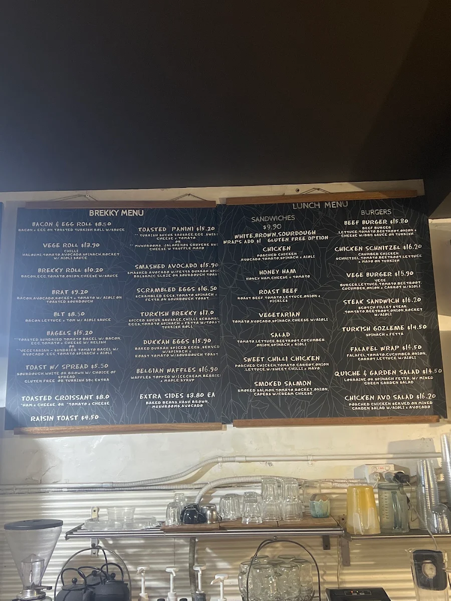 Menu, Cafe Abercrombie Darlington