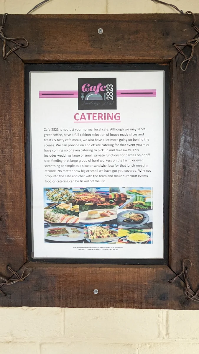 Menu, Cafe 2823