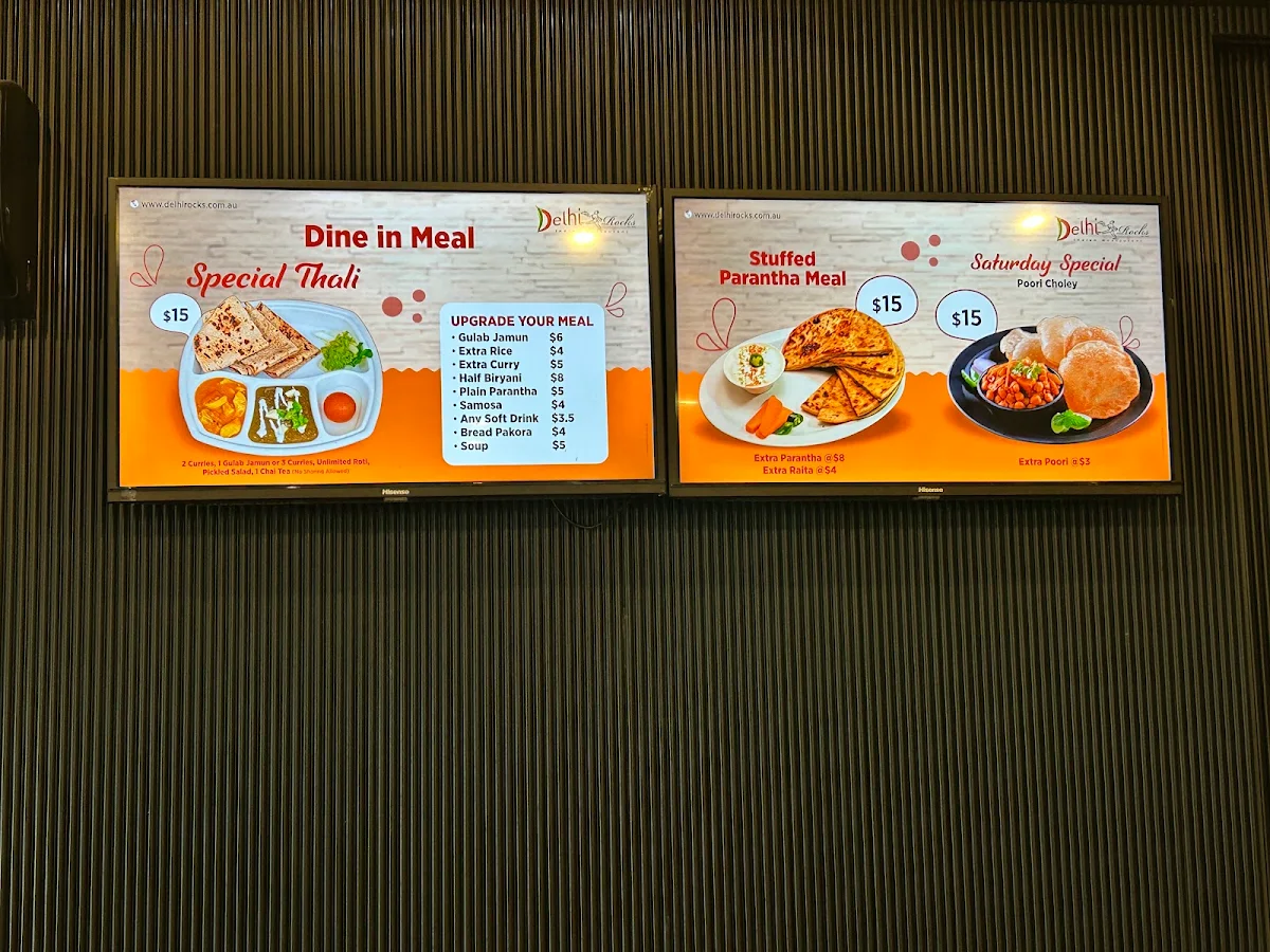 Menu, Delhi Rocks (Preston)