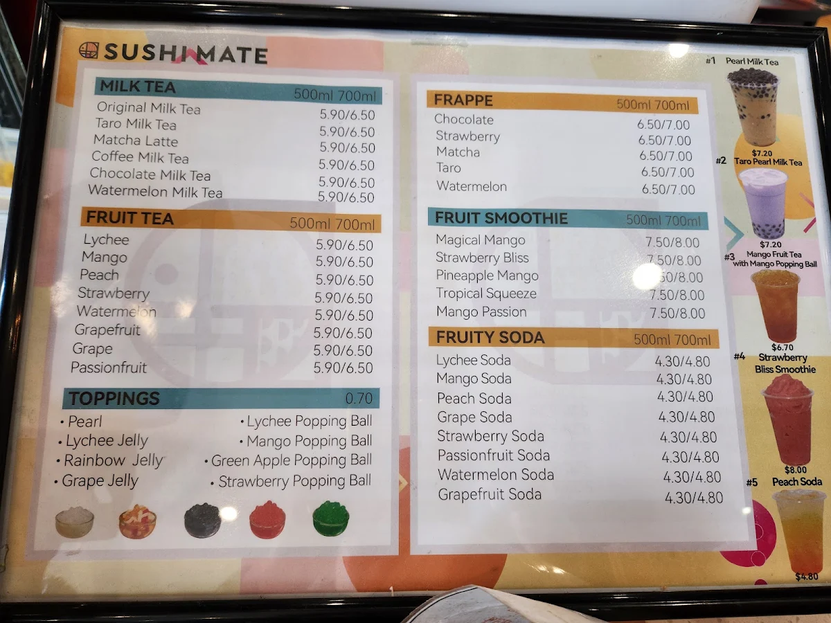 Menu, Sushi Mate
