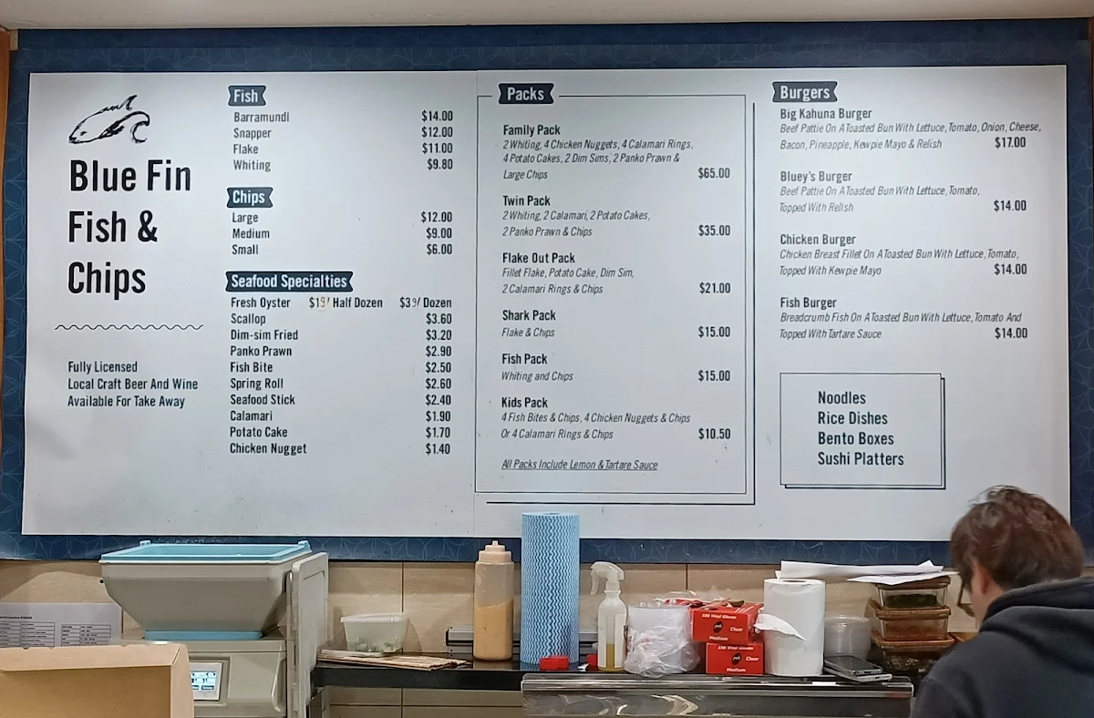 Menu, Blue Fin Blairgowrie