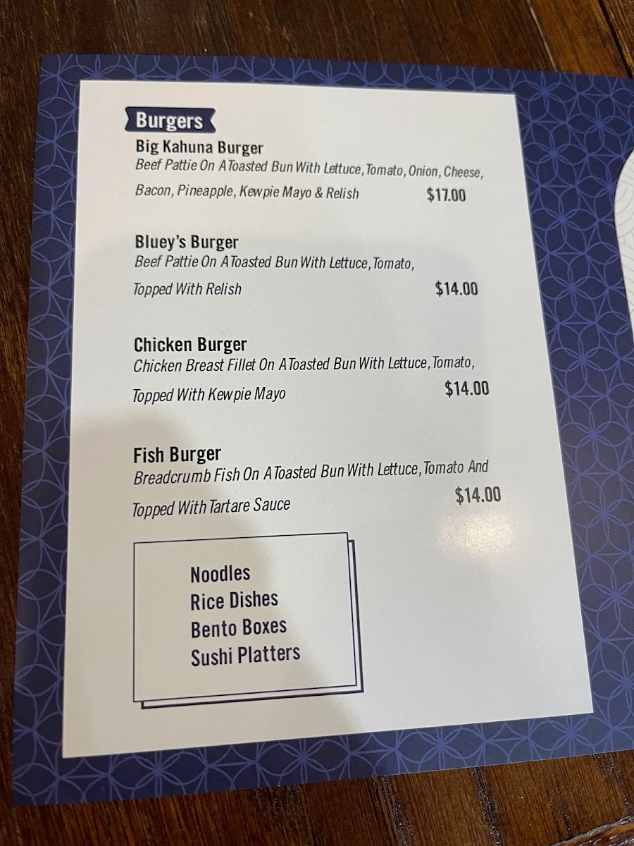 Menu, Blue Fin Blairgowrie