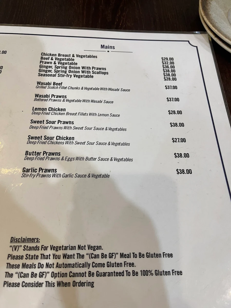Menu, Blue Fin Blairgowrie