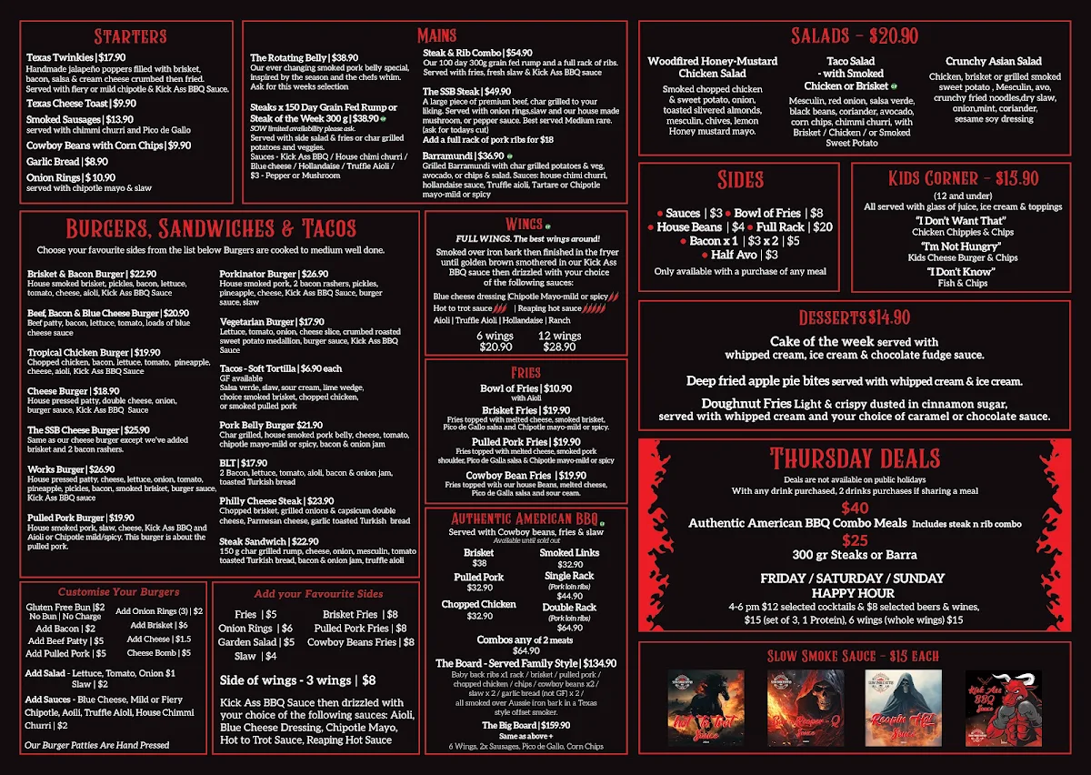 Menu, Slow Smoke Bistro
