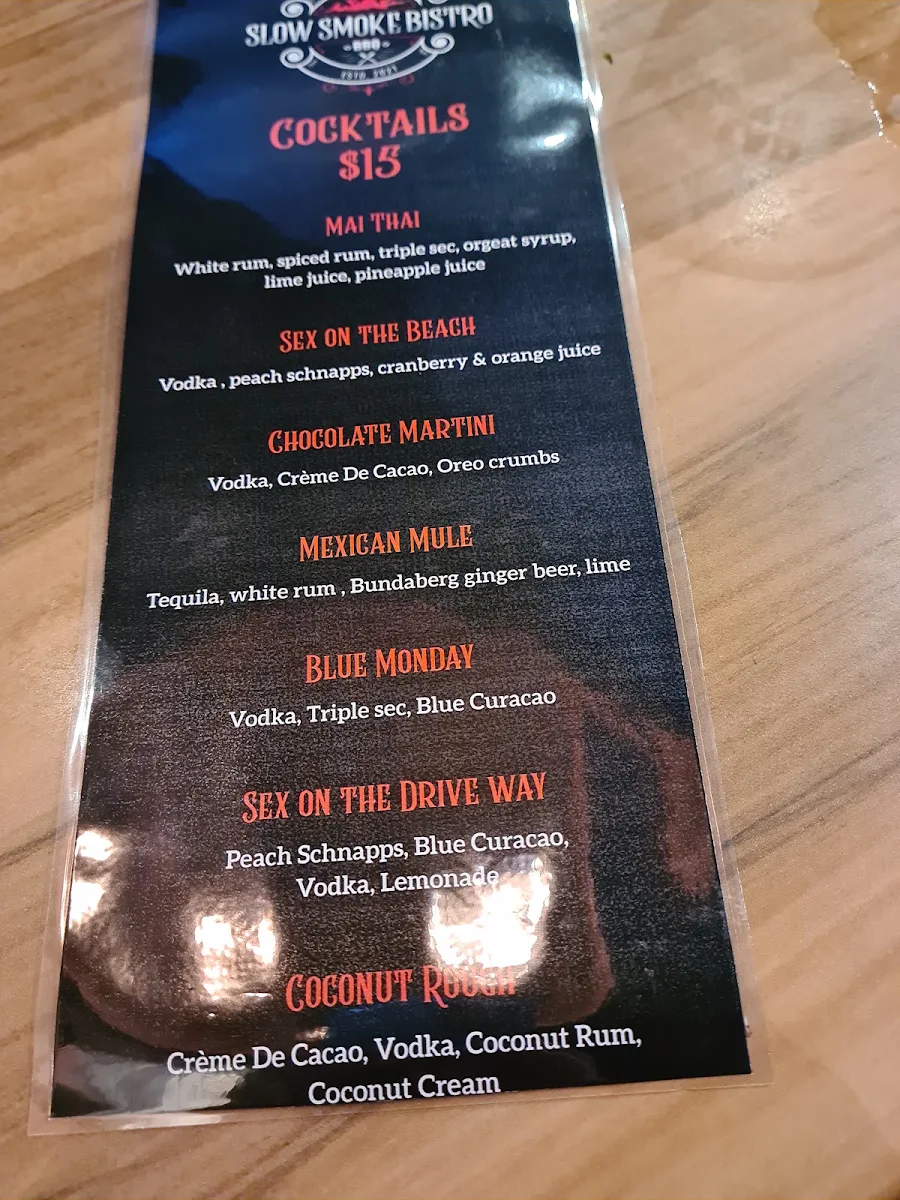 Menu, Slow Smoke Bistro