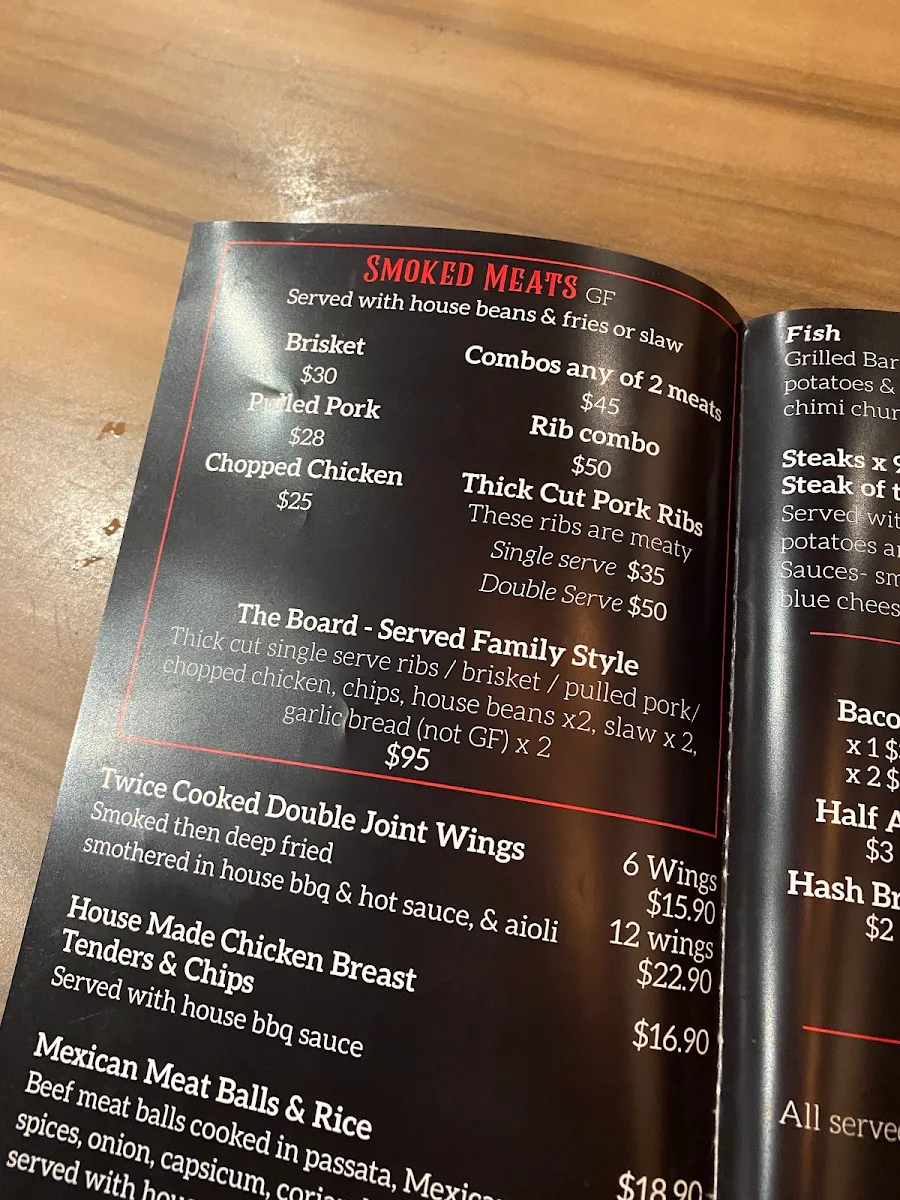 Menu, Slow Smoke Bistro