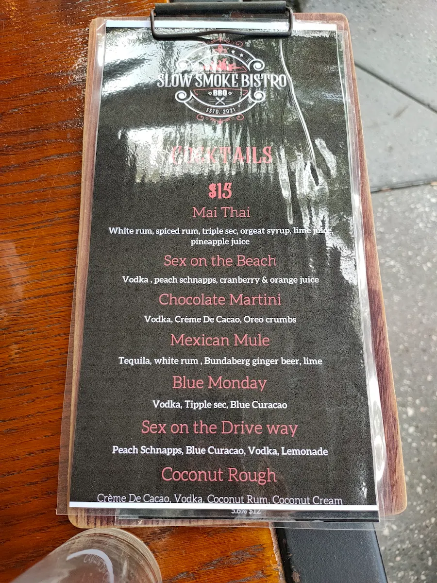 Menu, Slow Smoke Bistro