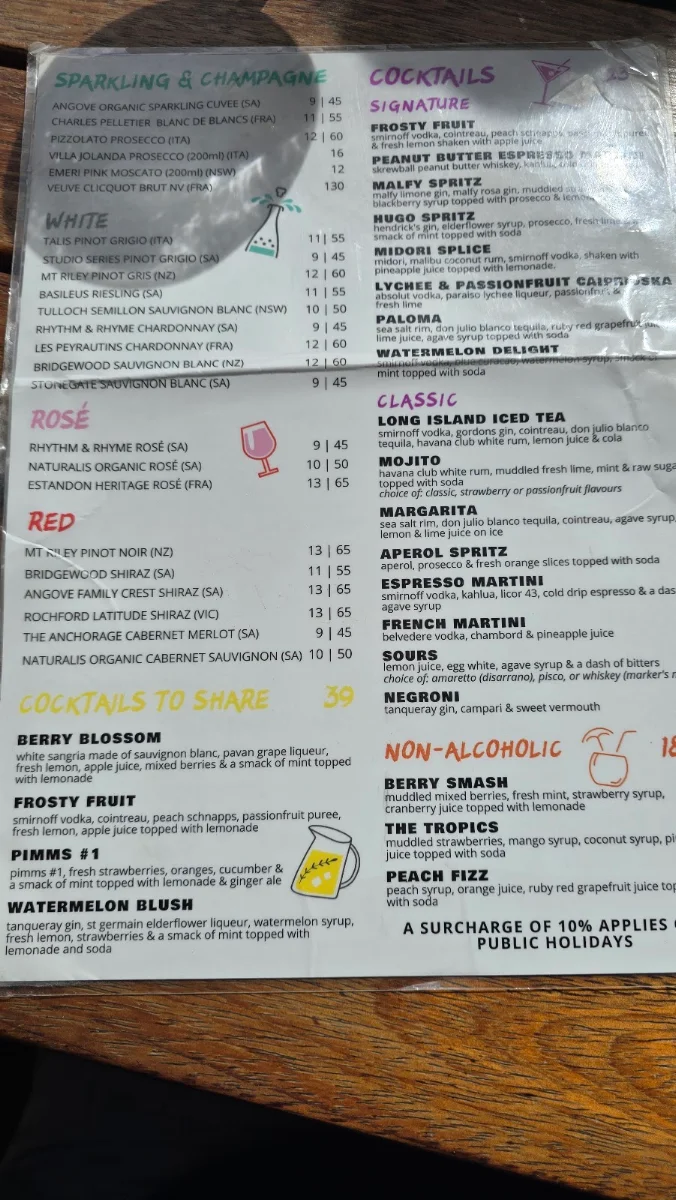 Menu, Pontoon Bar