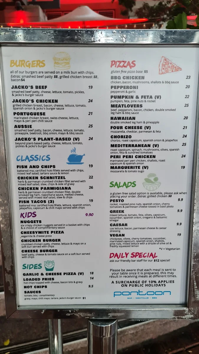 Menu, Pontoon Bar