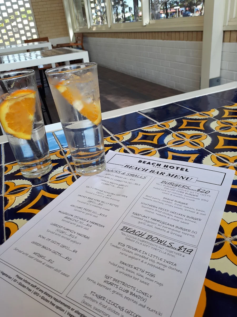 Menu, Beach Hotel