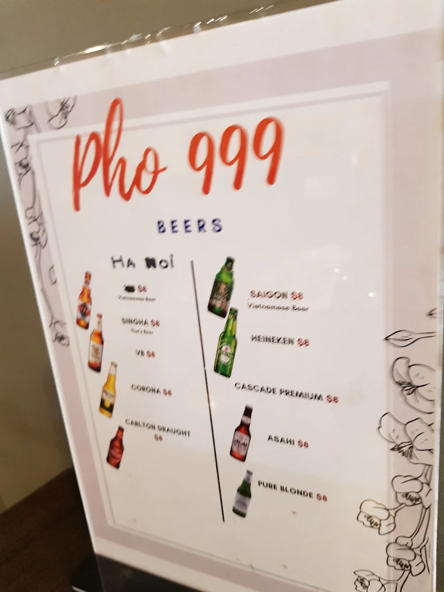 Menu, Pho 999