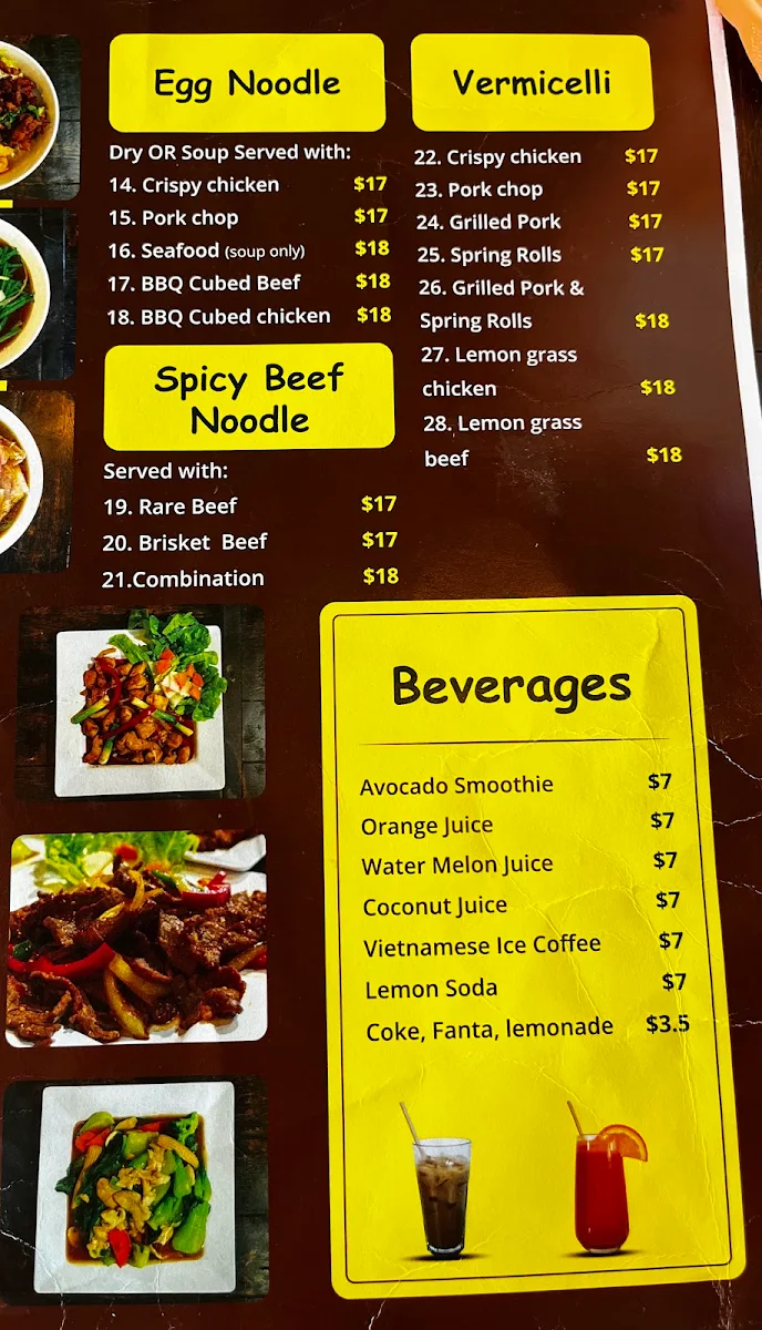 Menu, Pho & Spice