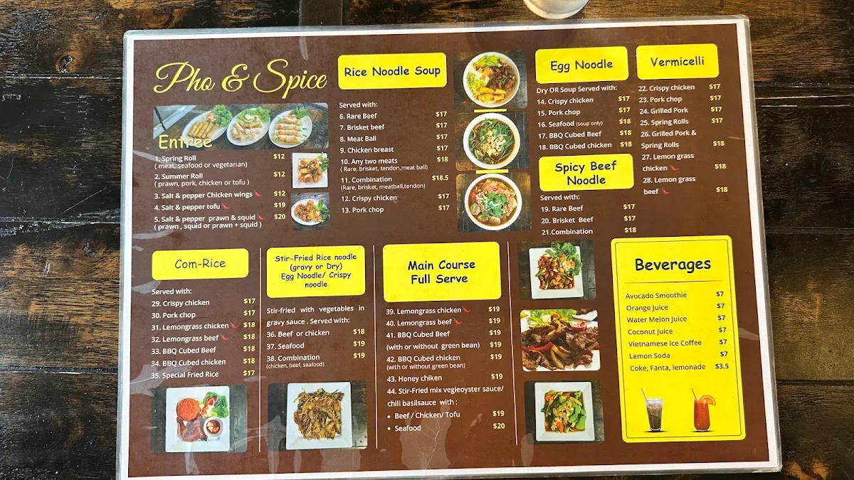 Menu, Pho & Spice