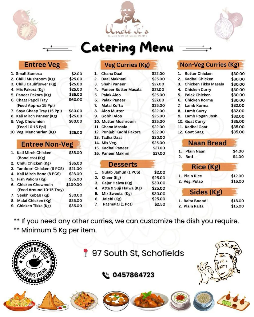 Menu, Uncle Jis Schofields