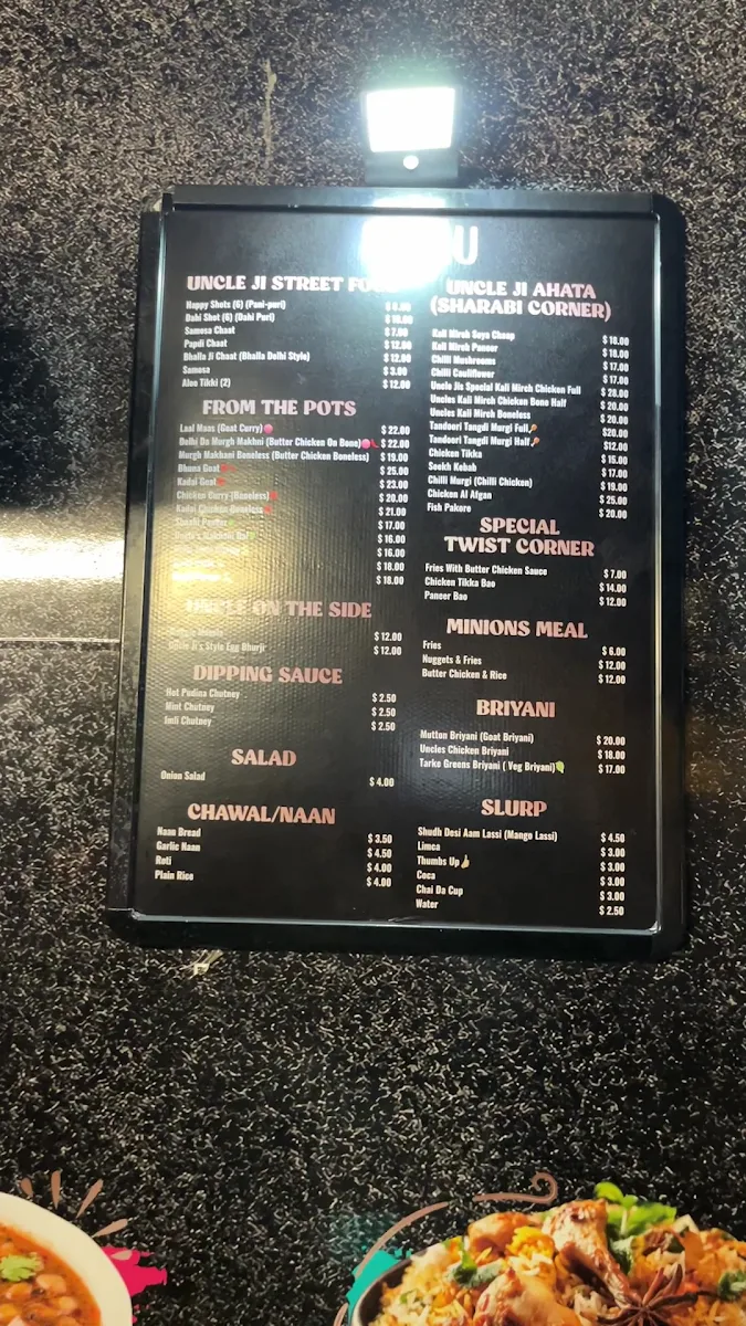 Menu, Uncle Jis Schofields