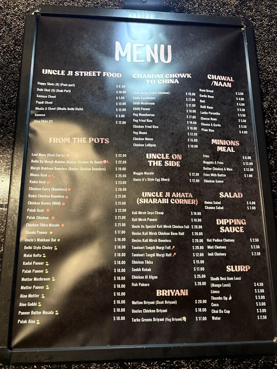 Menu, Uncle Jis Schofields