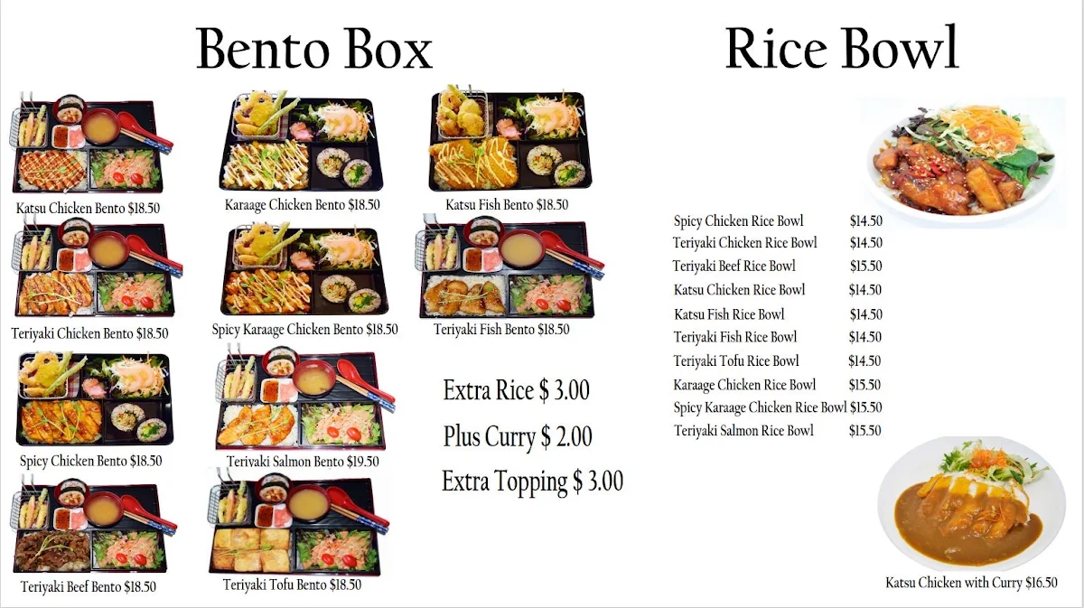 Menu, Haru Sushi n Bento