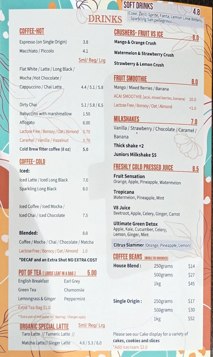 Menu, 18 GRAMS