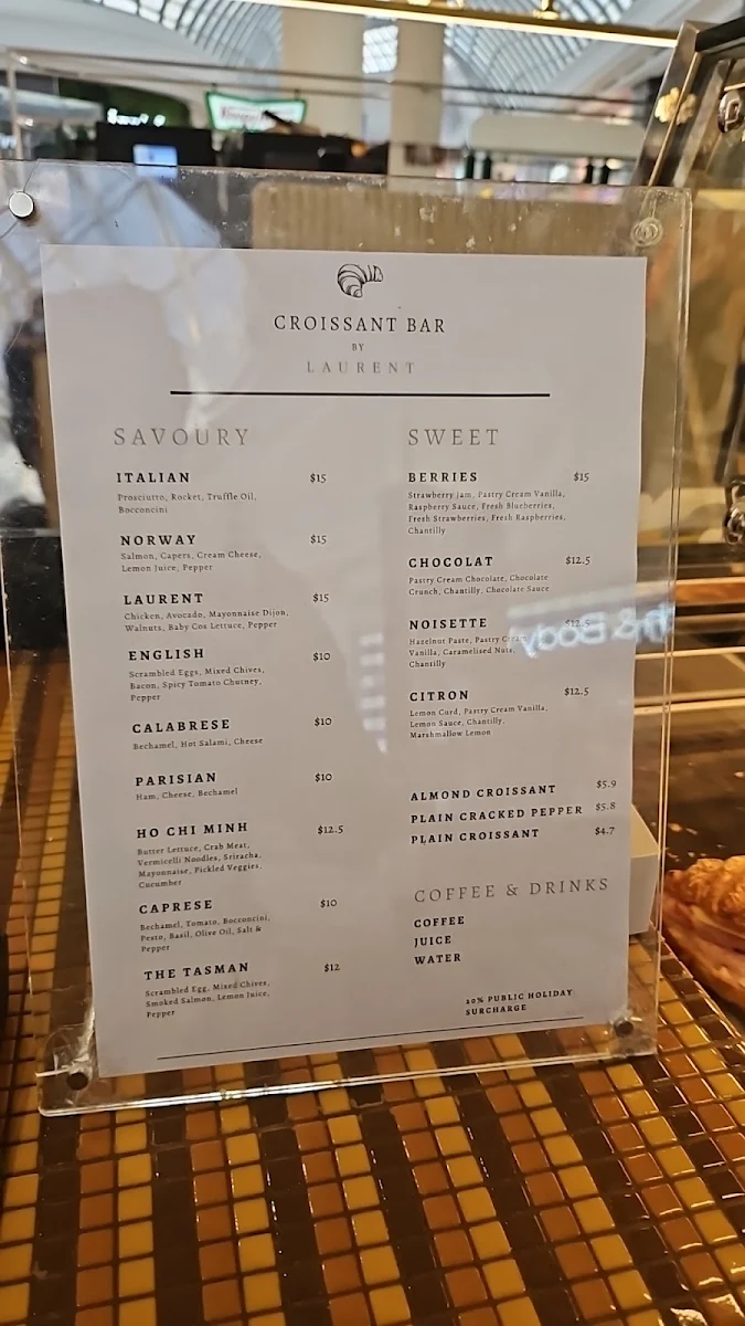 Menu, Croissant Bar by Laurent