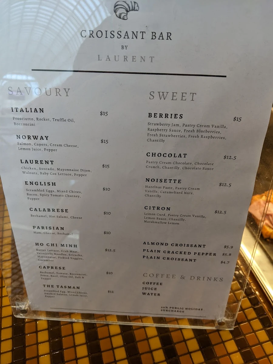 Menu, Croissant Bar by Laurent