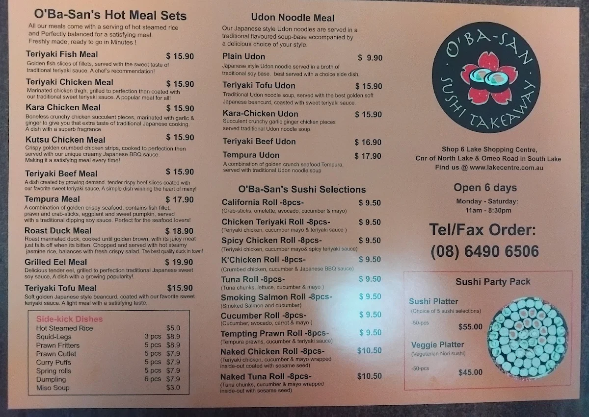Menu, Noodlers Noodle Bar