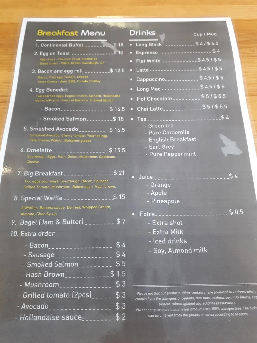 Menu, Bluerock Kitchen & Bar