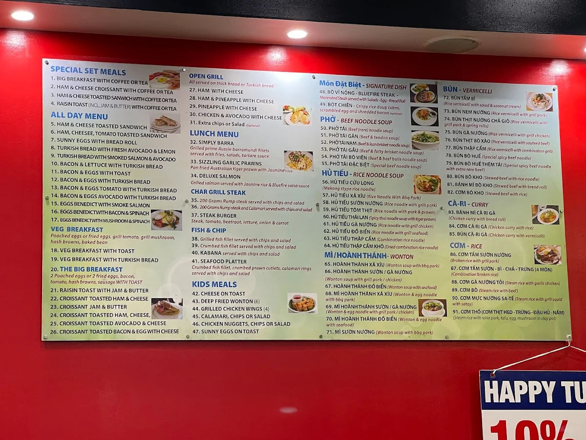 Menu, Bluefire Grill Restaurant