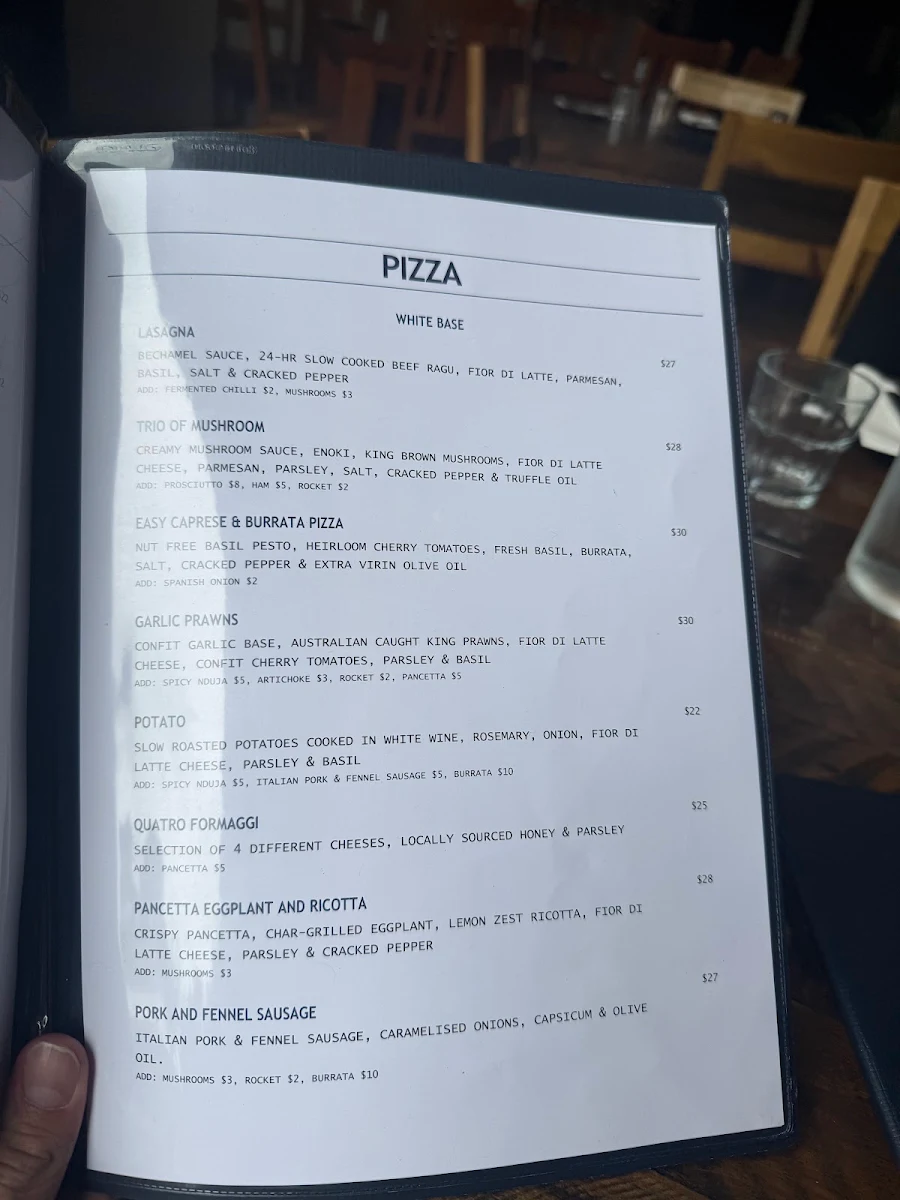 Menu, Larry's Pizzeria & Cocktail Bar