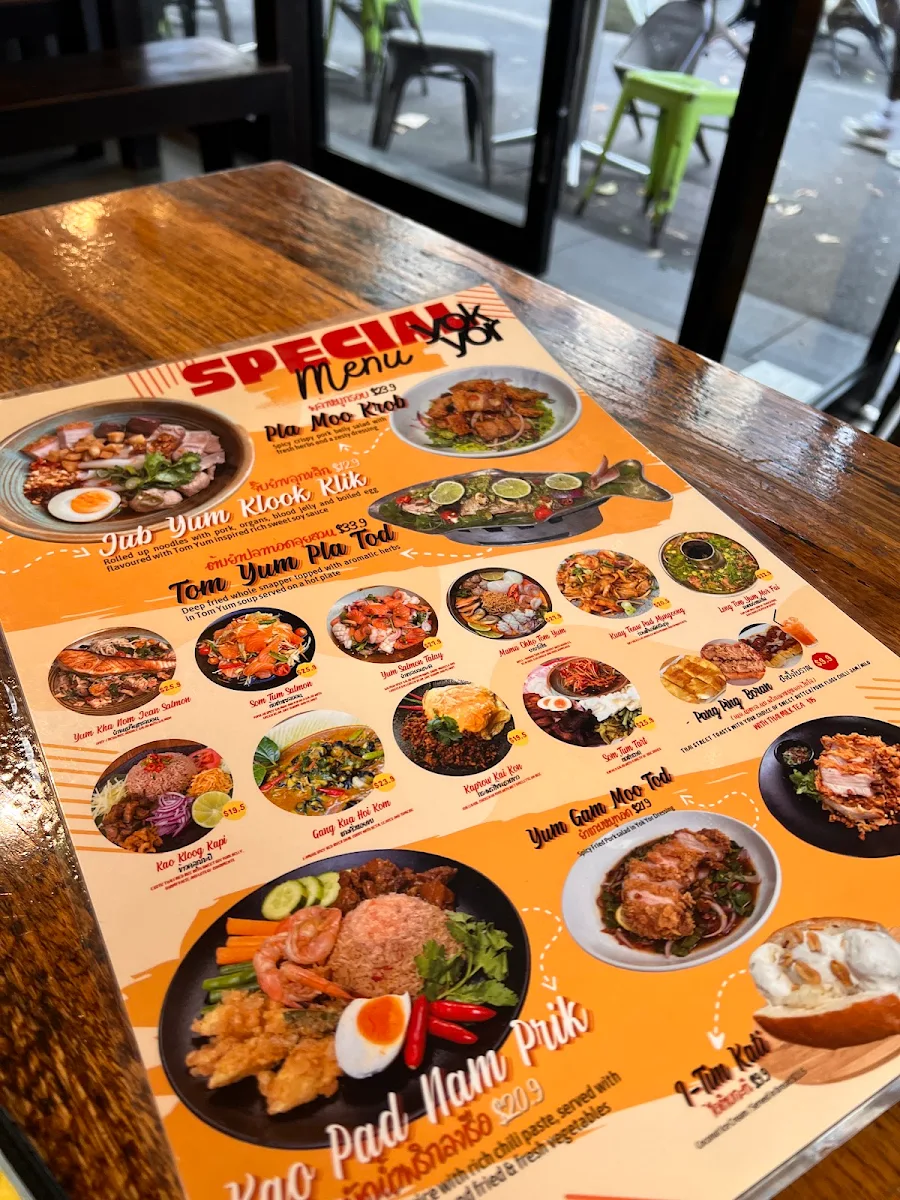 Menu, Yok Yor Thai Food Factory